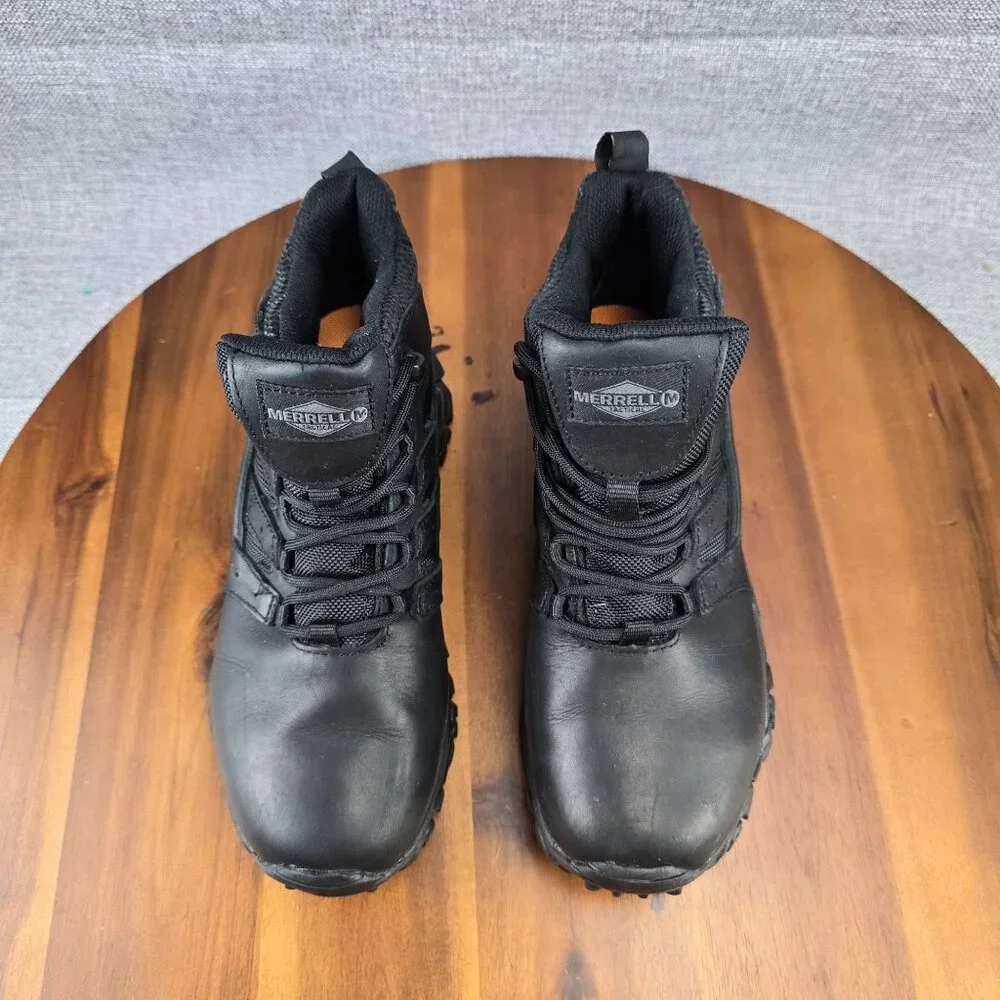 Merrell Mens 7M‎ Lace-Up Leather Hiking Boots Black